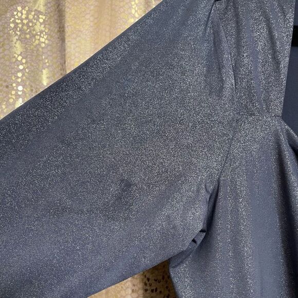 Express Gray Silver Body Contour Metallic Twist Front Long Sleeve Bodysuit, XL - Picture 3 of 7